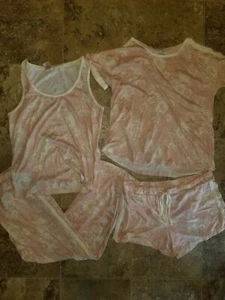 Womens Lucky Brand 4 PC PJ Pajamas Set Pink Tropical Floral 2XL - Picture 1 of 1