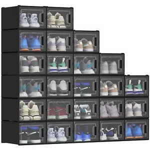 TAUS XL 24pz Scarpiera Plastica Impilabile Portascarpe Organizzatore Contenitore Sneaker - Foto 1 di 16