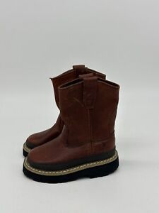 Georgia Giant Boots Baby 4.5M Brown Leather Wellington Pull On Toddlers G214 NEW