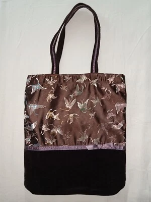 Bolso de Mano Vintage Antiguo Azul Marino Mujer Terciopelo Mariposa Púrpura Berenjena Informal BOHO Foto 1 de 4