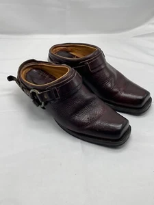 Mules Neoprene Sole Tech Women’s Sz 8 1/2 M Brown Leather Slide On Strap belted - Picture 1 of 9