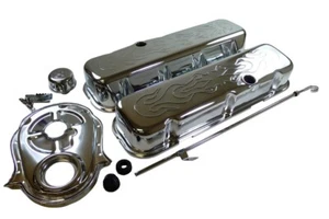 Big Block Chevy Cromo Llama Motor Vestir Cubierta Válvula Alto 65-95 396-502 - Imagen 1 de 2