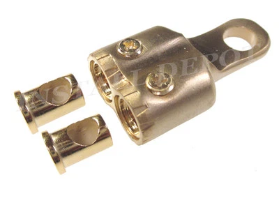 Competition Grade Dual 4 or 8 Gauge Car Audio Ring Terminal Amplifier Wire GOLD - Image 1 of 2