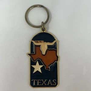 Vintage Texas Longhorns Schlüsselanhänger Promo Gold Blau - Bild 1 von 2