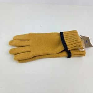 Joules Snowday Antique Gold Knit Gloves mustard yellow viscose mix New Tags BNWT - Picture 1 of 9