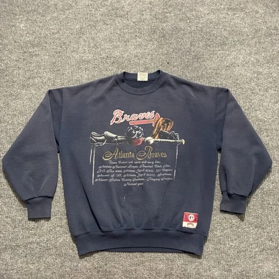 Vintage Atlanta Braves Sweater Mens XL Made USA MLB Baseball Crewneck 90s - Image 1 of 4