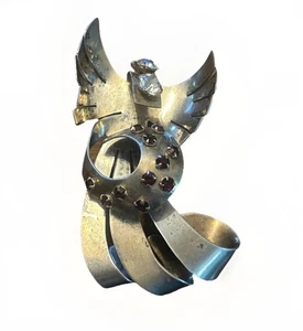 Broche prendedor cinta ángel abstracto plata esterlina y amatista de colección 3" 21 gramos - Imagen 1 de 5