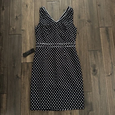 Vestido recto sin mangas a lunares blanco y negro The Limited 2 nuevo con etiquetas Foto 1 de 4