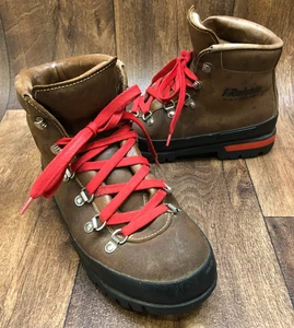 Vintage Raichle braun Ganzleder Berg Wandern rot Schnürstiefel Herren Größe 8 US - Bild 1 von 12