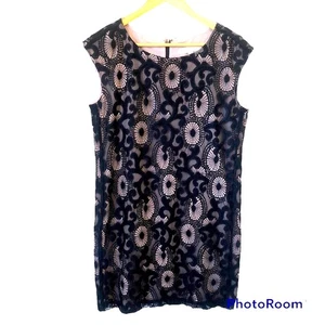 Loft Black Lace Sheath Dress Womens 6 Coquette Floral Cocktail Whimsy Goth Mini - Picture 1 of 6