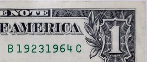$1 Bill 2017A Serial Number Tombstone Double Years 1923 1964 - B 19231964 C - Picture 1 of 3