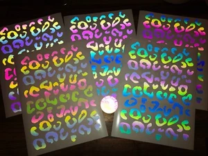 Rainbow Reflective Leopard Print Self Adhesive Vinyl Stickers 5 Colours A4 / A5 - Picture 1 of 27