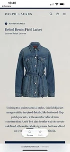 Ralph Lauren Women’s Size M Belted Denim Field Jacket - Picture 1 of 13