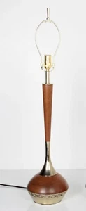 VTG MCM Teak Wood Laurel Lamp Co. Tony Paul Style Teak & brass Table lamp 60’s - Picture 1 of 19