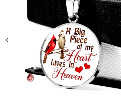 CORAZÓN CARDINAL CONMEMORATIVO Colgante Dije En Cadena 20" Collar Plata Esterlina 925 Foto 1 de 4