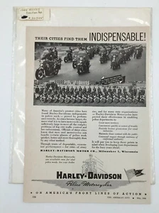 Harley Davidson Advertisement In "The American City" 1944 The Police Motorcycle - Picture 1 of 8
