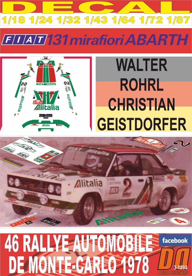 DECAL FIAT 131 ABARTH W.ROHRL R.MONTECARLO 1978 4th (05)