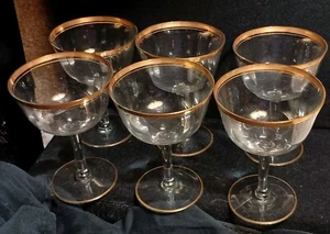 Tiffin Franciscan Gb4 Gold Rim Champagne Glass With Gold Circling Bottom.  - Picture 1 of 1