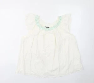 Marks & Spencer Womens Ivory Cotton Blend Blouse Size 14 - Stretch, - Picture 1 of 10