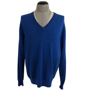 Donald Ross Golf Sweater Mens L Blue Merino Wool V-Neck Pullover Jumper - Picture 1 of 6