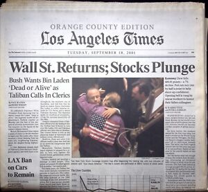 WALL ST. RETURNS - LOS ANGELES TIMES TUESDAY, SEPTEMBER 18, 2001 NEWSPAPER USA