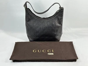 #439 Gucci GG Guccissima Dark Brown Leather Midi Hobo Handbag Shoulder Bag - Picture 1 of 14