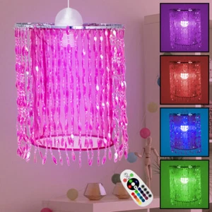 RGB LED Kinder Decken Pendel LeuchteKristall FERNBEDIENUNG Dimmer Lampe pink - Bild 1 von 7