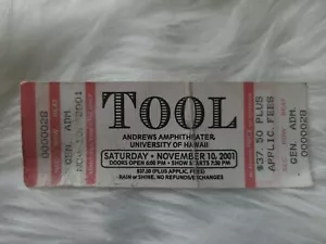 RARE TOOL CONCERT TICKET STUB FROM NOV.10TH 2001 UNIVERSITY OF HAWAII..MAYNARD! - Picture 1 of 11