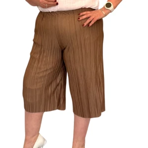 MUJERES CULOTTES DAMAS LISO ARRUGADO PLISADO CINTURA ELÁSTICA PANTALONES CORTOS LARGOS TALLA GRANDE - Imagen 1 de 24