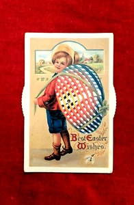 RARE Vintage Collectible Best Easter Wishes Turn the Wheel Rainbow Egg Postcard - Picture 1 of 2