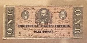 MONEDA CONFEDERADA DE $1 DE 1864 ~ ARCILLA CLEMENTE ~ ESCASA EMISIÓN DE LA GUERRA CIVIL - Imagen 1 de 2