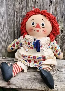 Vintage 1960er Jahre Raggedy Ann Puppe 18" Teach & Play mit Outfit & Schuhen HTF Knickerbocker - Bild 1 von 17