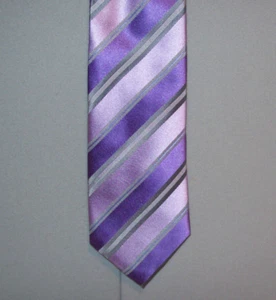 Geoffrey Beene CLASSIC PURPLE GREY Striped Silk 59" Neck Tie #256 - Picture 1 of 2