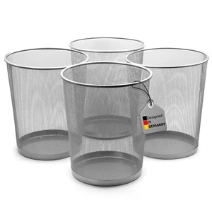 4x Papierkorb Metall Mülleimer Büro Silber 20L Für Büro & zu Hause - Bild 1 von 7