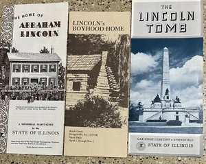 VTG LOT ABRAHAM LINCOLN CHILDHOOD HOME TOMB ILLINOIS GUIDE PAMPHLET ADV BROCHURE - Picture 1 of 2