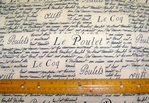 1 yard of Windham Fabrics LE POULET WORDS on CREAM 100% Cotton Fabric - Picture 1 of 1