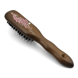 Boar Bristle Hair Brush HBMB-15.6 created with Swarovski@ Crystals "Breeze Pink" - Picture 1 of 4