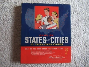 Tarjetas de entrega de Parker Brothers 1957 del juego de estados y ciudades de Estados Unidos - Imagen 1 de 2