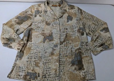 Милан рубашка женщин L коричневый геометрический пуговицах длинным рукавом  - Изображение 1 из 4