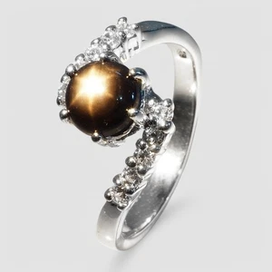 Anelli Gioielli Argento Sterling 925 1,30Ct Zaffiro Stella Nera Abbagliante - Foto 1 di 10