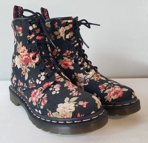 Botas de Combate Doc Martens Victorianas Floral Rosa Lona 1460W Mujer Talla 7 - Imagen 1 de 24