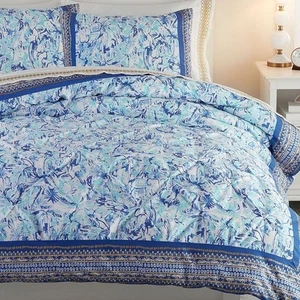 Pottery Barn x Lilly Pulitzer || Elephant Appeal Bettbezug Blau Full / Queen - Bild 1 von 3