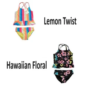 Hurley Girl's 2 Piece Criss Cross Elastic Shoulder Straps UPF50+ Tankini Set - Picture 1 of 5