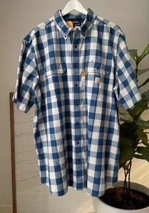 Neu mit Etikett Carhartt kurzärmliges lockeres mittelschweres kariertes Button-Down-Hemd für Herren XL TALL - Bild 1 von 3