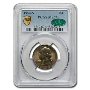 1954-S Washington Quarter MS-67+ PCGS CAC - Picture 1 of 3