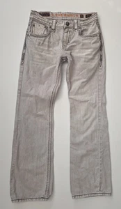 Rock Revival ROCKY Boot Cut Jeans grau Denim dicke Nähte Pattentasche 160 $ Größe 32 - Bild 1 von 13