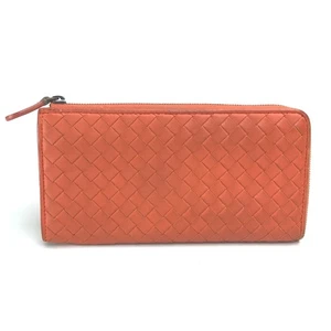 BOTTEGA VENETA Portafoglio lungo intrecciato chiusura a forma di L pelle arancione - Foto 1 di 12