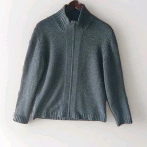 VTG Grayson Dunn Medium 2 Ply Cashmere Sweater Full Zip Charcoal Gray READ DESCR - Picture 1 of 16
