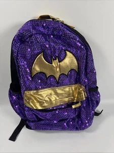 DC SuperHero Girls Purple Sequins School Backpack Gold Accents - Picture 1 of 12