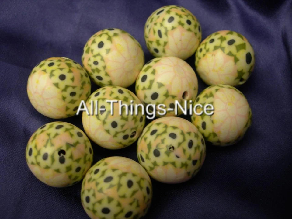 10 Large XXL 20mm ROUND Polymer Fimo Clay Flower Beads Jewellery Making Findings - Image 1 of 1